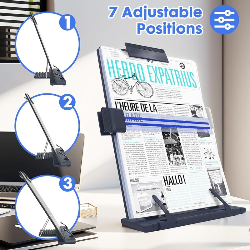 Forever Lover Resulzon Paper Stand Document Holder with 7 Adjustable Positions, Paper Holder Stand for Desk When Typing for Reading A4 Letter, Books, Receipts, Sheet Music, Textbooks - Image 3
